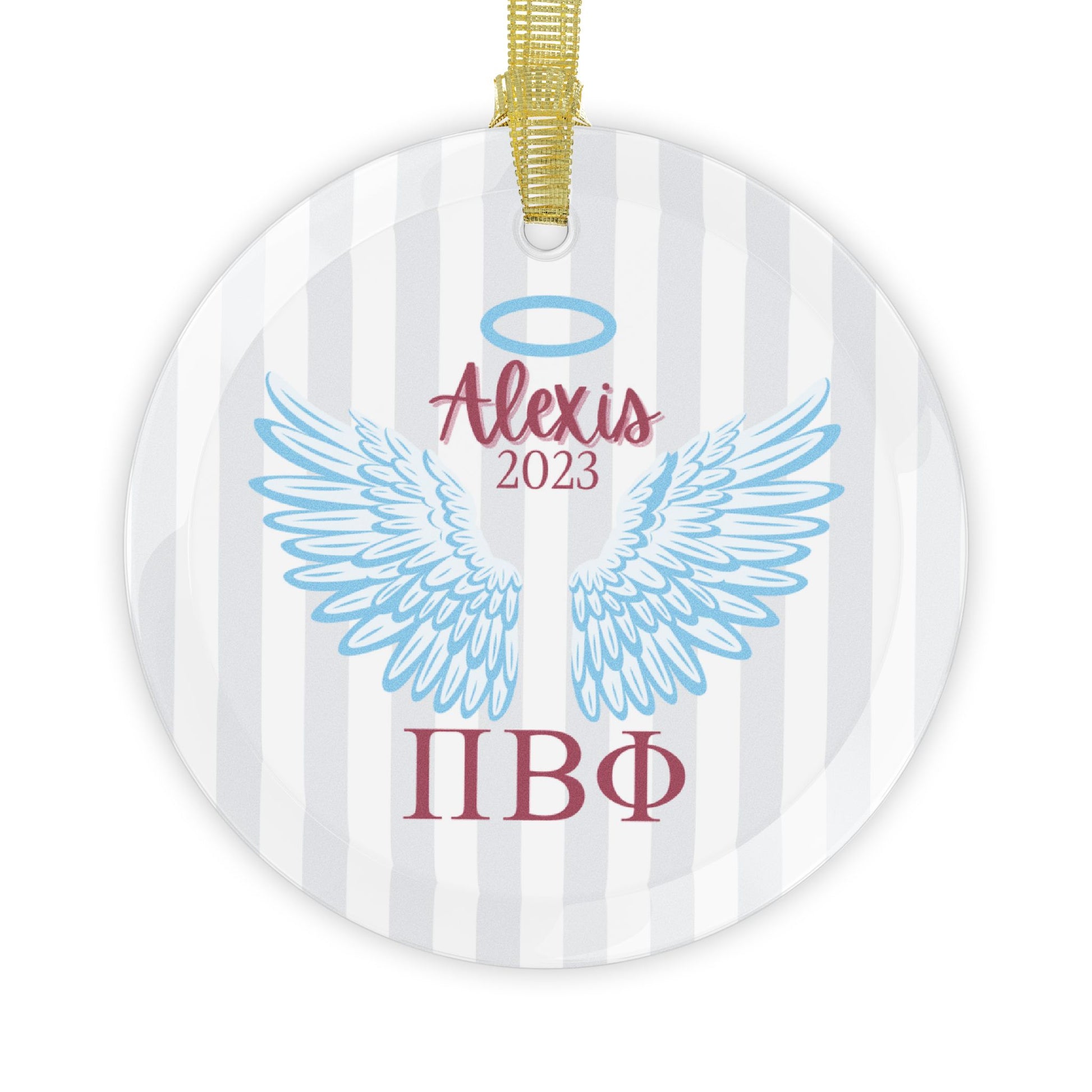 Pi Beta Phi Personalized Blue Angel Wing Ornament - Ivy Society