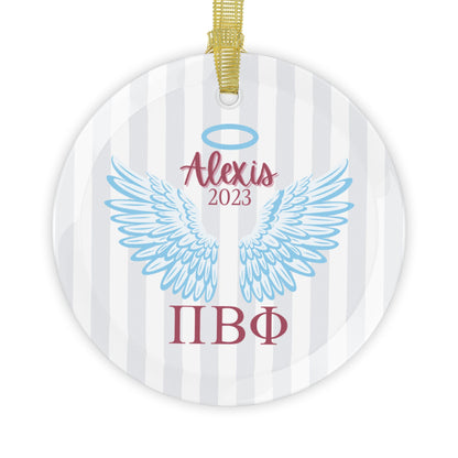 Pi Beta Phi Personalized Blue Angel Wing Ornament - Ivy Society