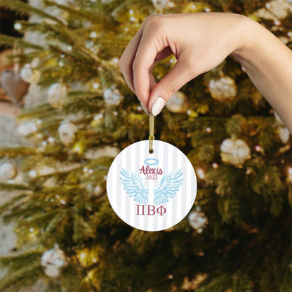 Pi Beta Phi Personalized Blue Angel Wing Ornament - Ivy Society