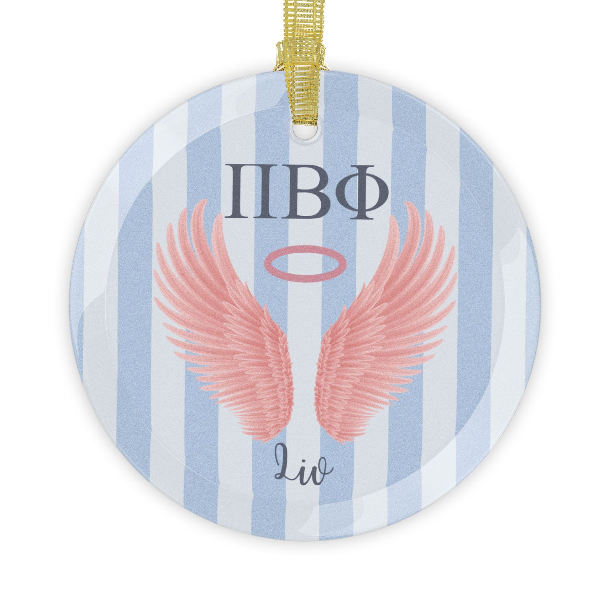 Pi Beta Phi Personalized Pink Angel Wing Ornament - Ivy Society