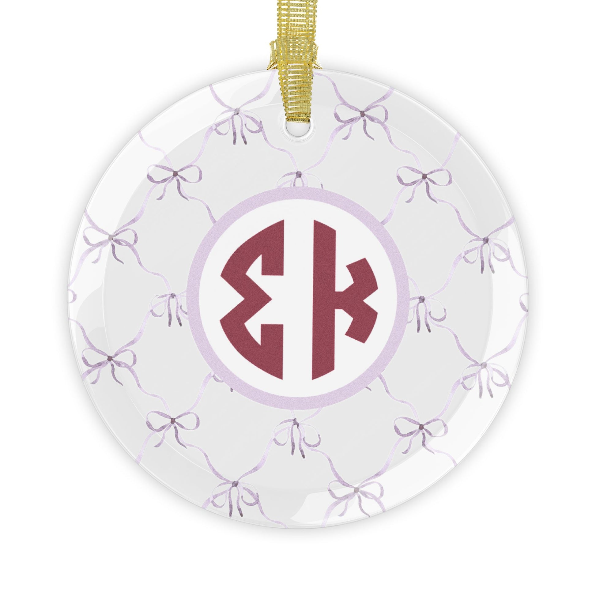 Sigma Kappa Glass Bow Ornament - Ivy Society