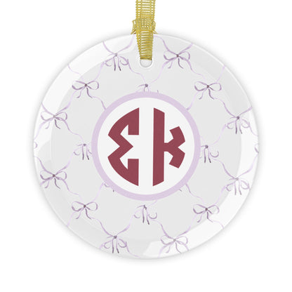 Sigma Kappa Glass Bow Ornament - Ivy Society