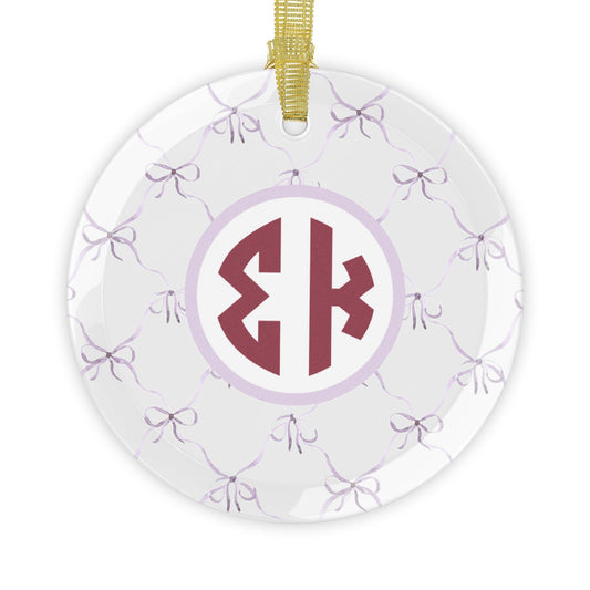 Sigma Kappa Glass Bow Ornament - Ivy Society