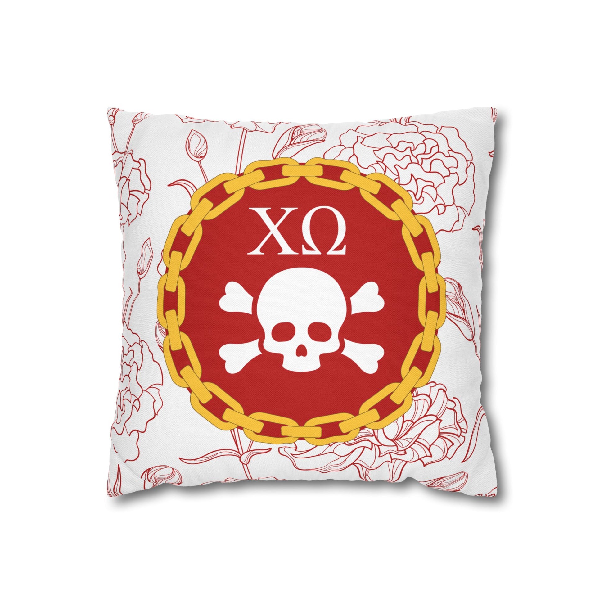 Chi Omega Skull Pillow Cover - Ivy Society
