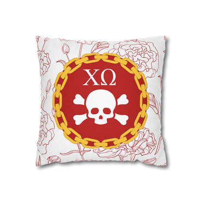 Chi Omega Skull Pillow Cover - Ivy Society