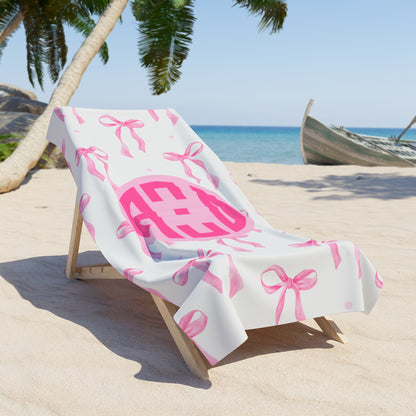 Alpha Xi Delta Monogram Bow Beach Towel - Ivy Society