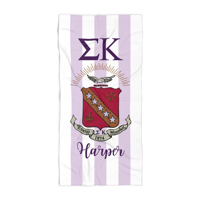 Sigma Kappa Personalized Crest Beach Towel - Ivy Society
