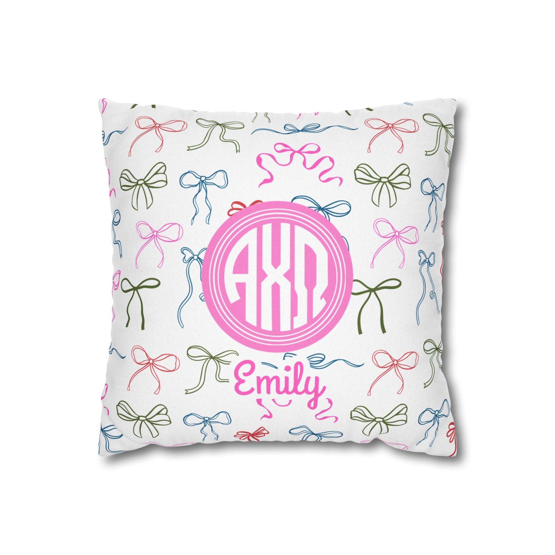 Alpha Chi Omega Personalized Bow Throw Pillow Cover - Ivy Society