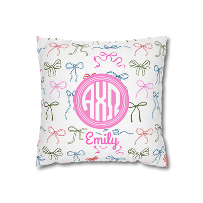 Alpha Chi Omega Personalized Bow Throw Pillow Cover - Ivy Society