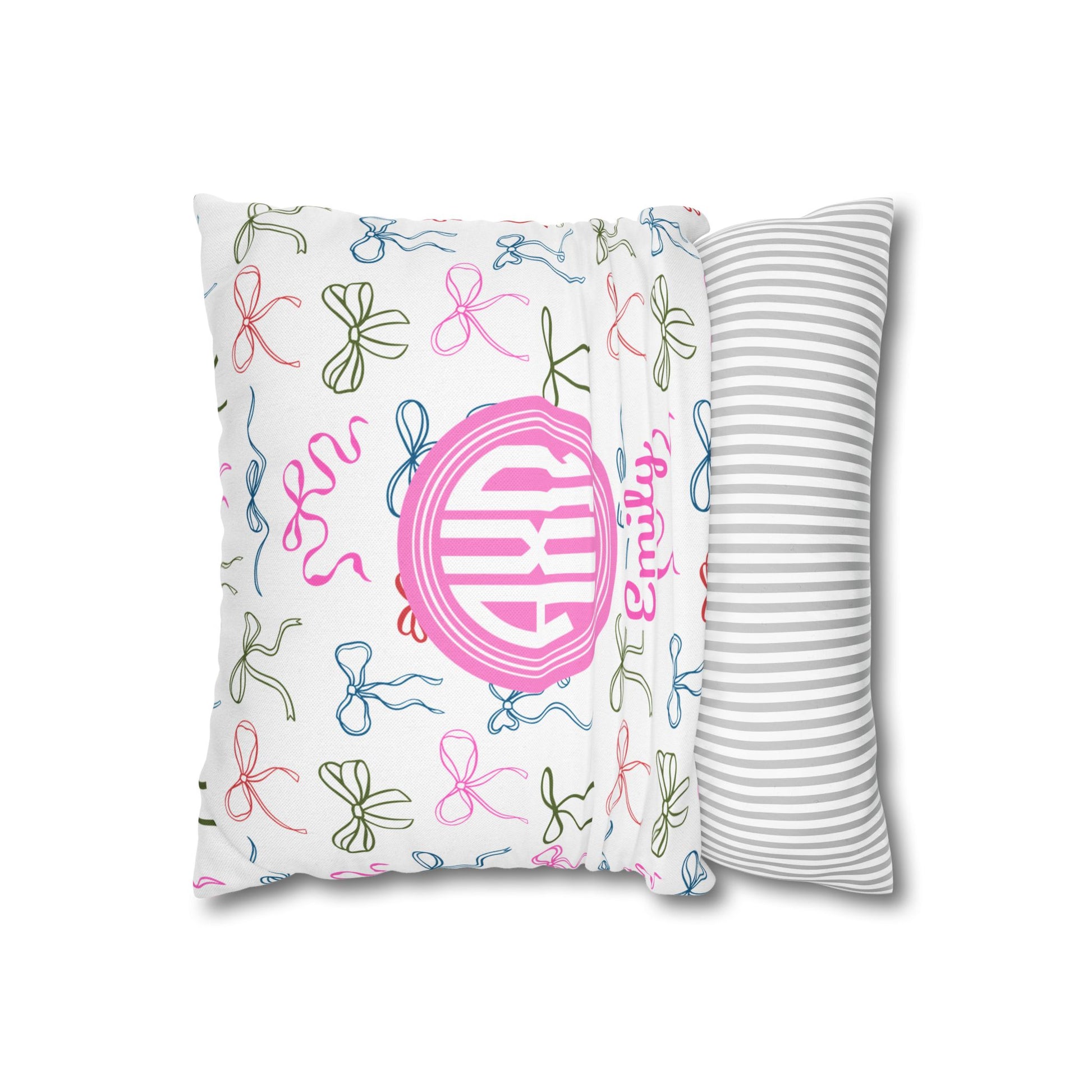 Alpha Chi Omega Personalized Bow Throw Pillow Cover - Ivy Society