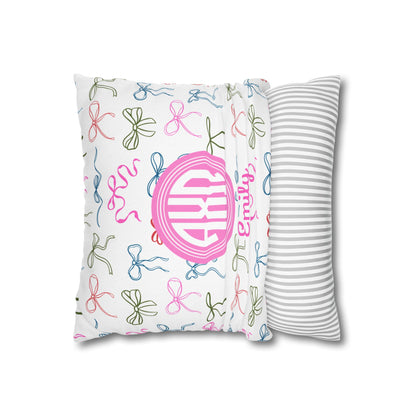 Alpha Chi Omega Personalized Bow Throw Pillow Cover - Ivy Society