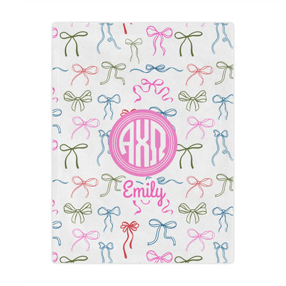 Alpha Chi Omega Personalized Bow Blanket - Ivy Society