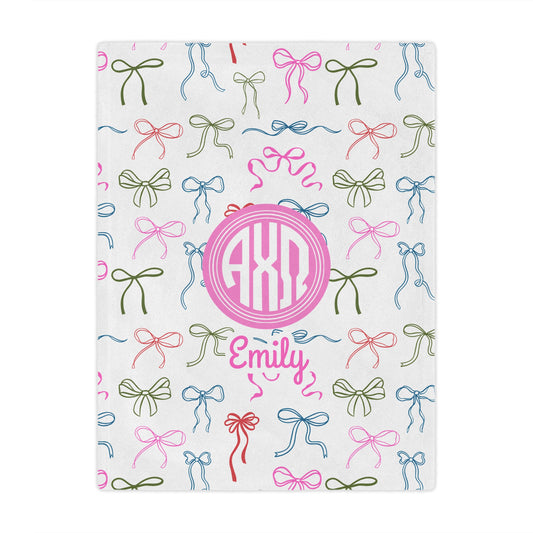 Alpha Chi Omega Personalized Bow Blanket - Ivy Society