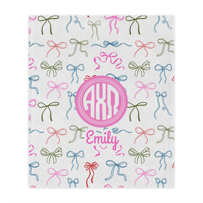Alpha Chi Omega Personalized Bow Blanket - Ivy Society