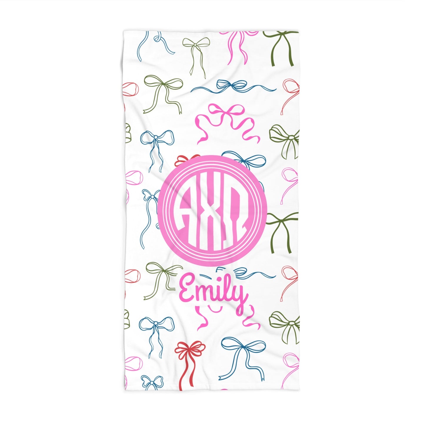 Alpha Chi Omega Personalized Bow Beach Towel - Ivy Society