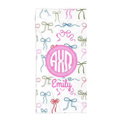 Alpha Chi Omega Personalized Bow Beach Towel - Ivy Society