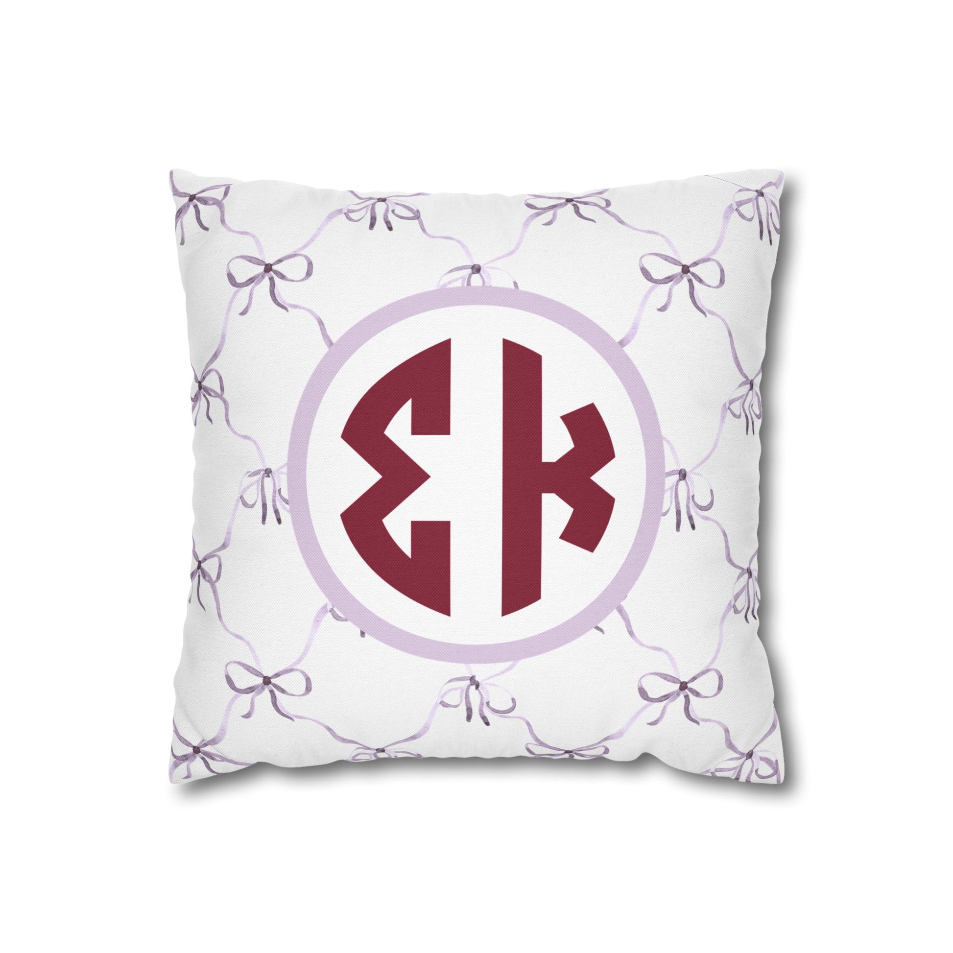 Sigma Kappa Bow Throw Pillow Cover - Ivy Society