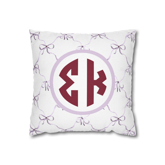 Sigma Kappa Bow Throw Pillow Cover - Ivy Society