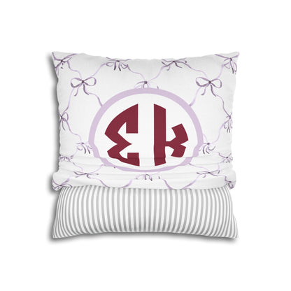 Sigma Kappa Bow Throw Pillow Cover - Ivy Society