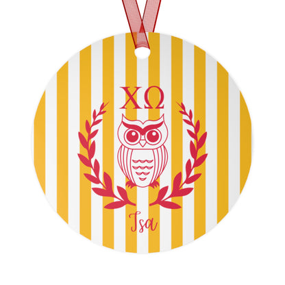 Chi Omega Personalized Owl Ornament - Ivy Society
