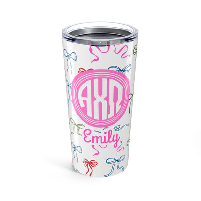 Alpha Chi Omega Personalized Bow Tumbler - Ivy Society