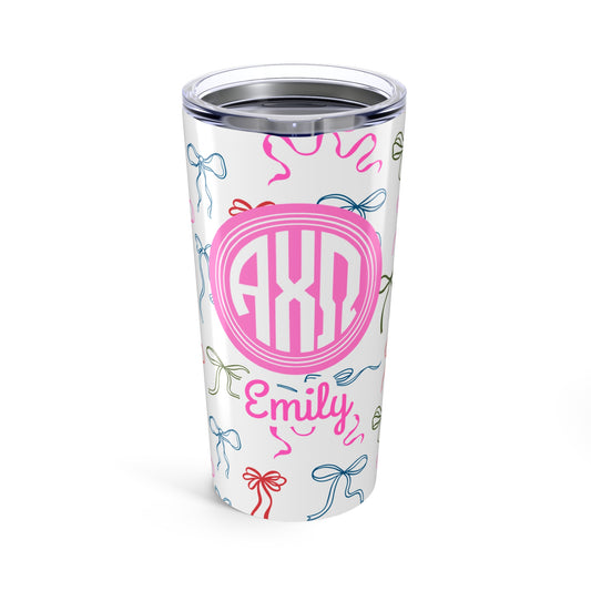 Alpha Chi Omega Personalized Bow Tumbler - Ivy Society