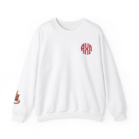Alpha Chi Omega Monogram Crest Sleeve Sweatshirt - Ivy Society