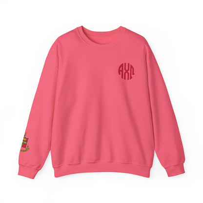 Alpha Chi Omega Monogram Crest Sleeve Sweatshirt - Ivy Society