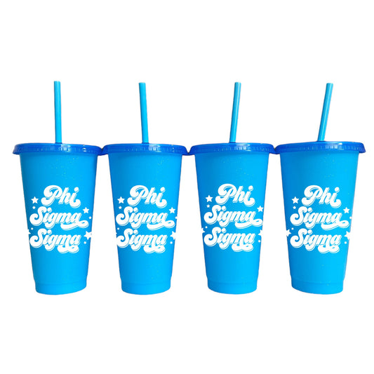 Phi Sigma Sigma Glitter Color Changing Cup 4 Pack