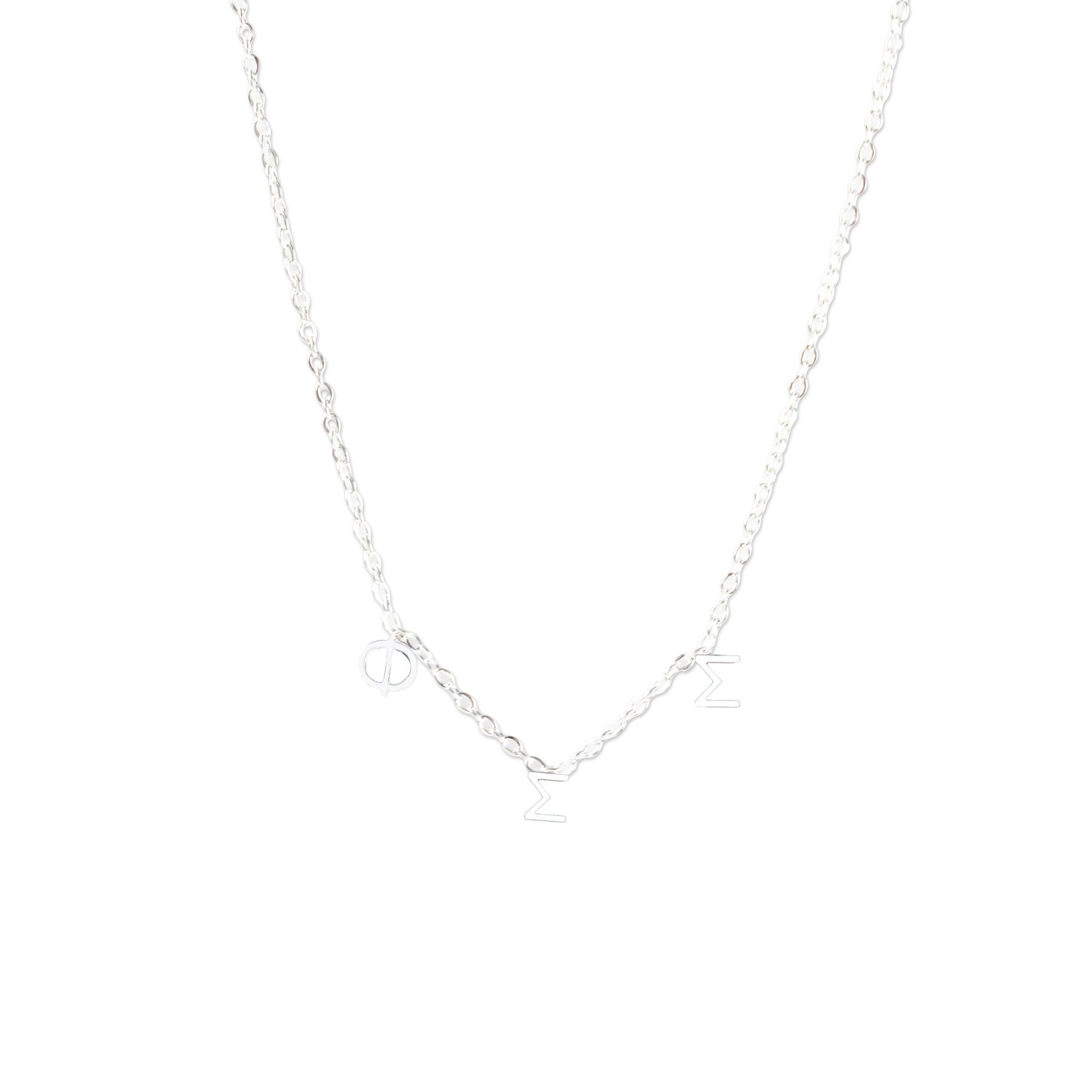 Phi Sigma Sigma Silver Letters Necklace - Ivy Society