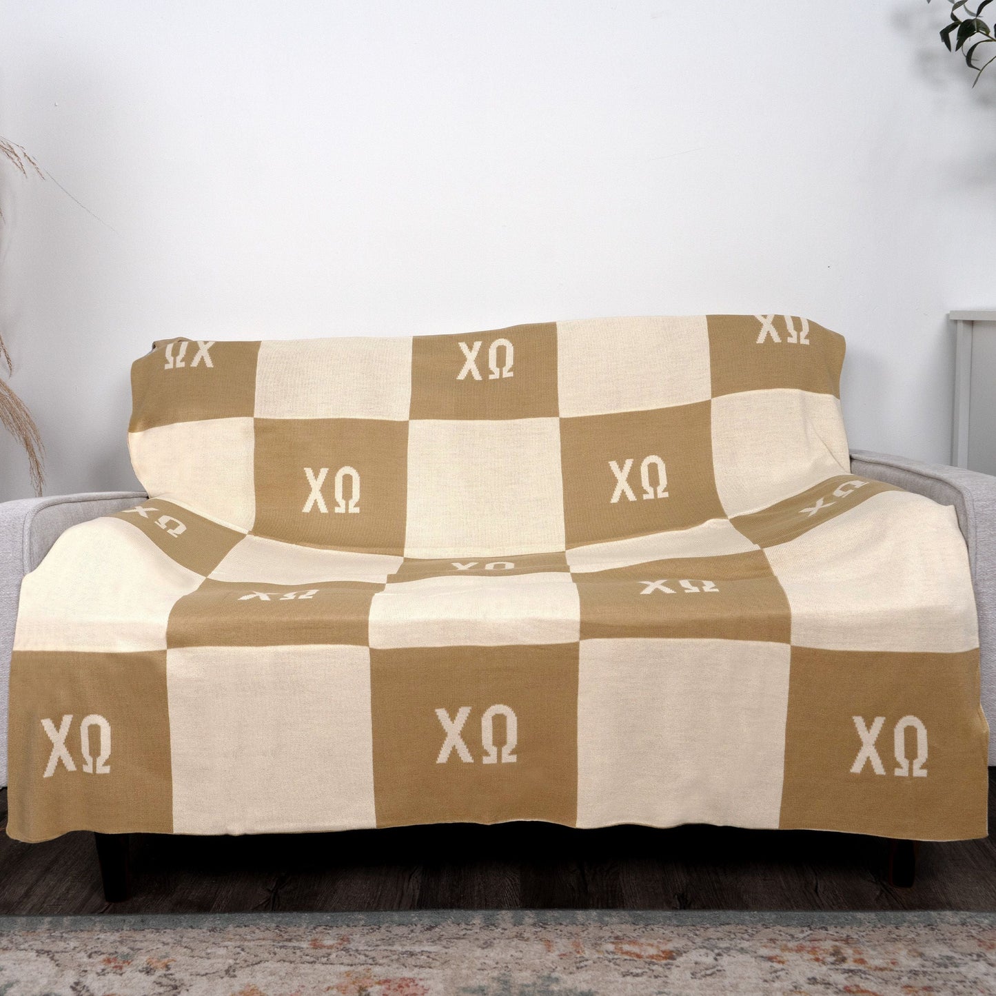Chi Omega Knit Checkered Blanket - Ivy Society