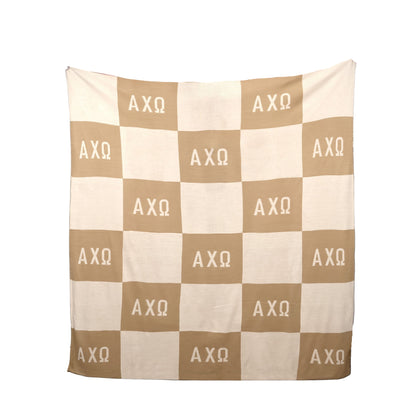 Alpha Chi Knit Checkered Blanket