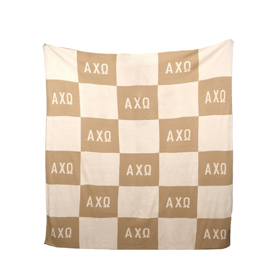 Alpha Chi Knit Checkered Blanket