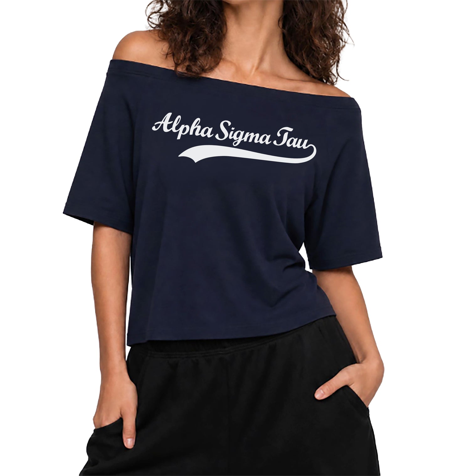 Alpha Sigma Tau Off the Shoulder Tee