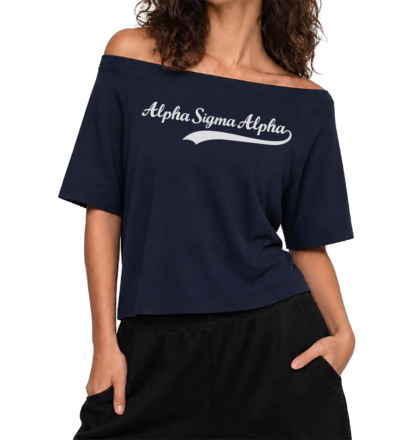 Alpha Sigma Alpha Off the Shoulder Tee