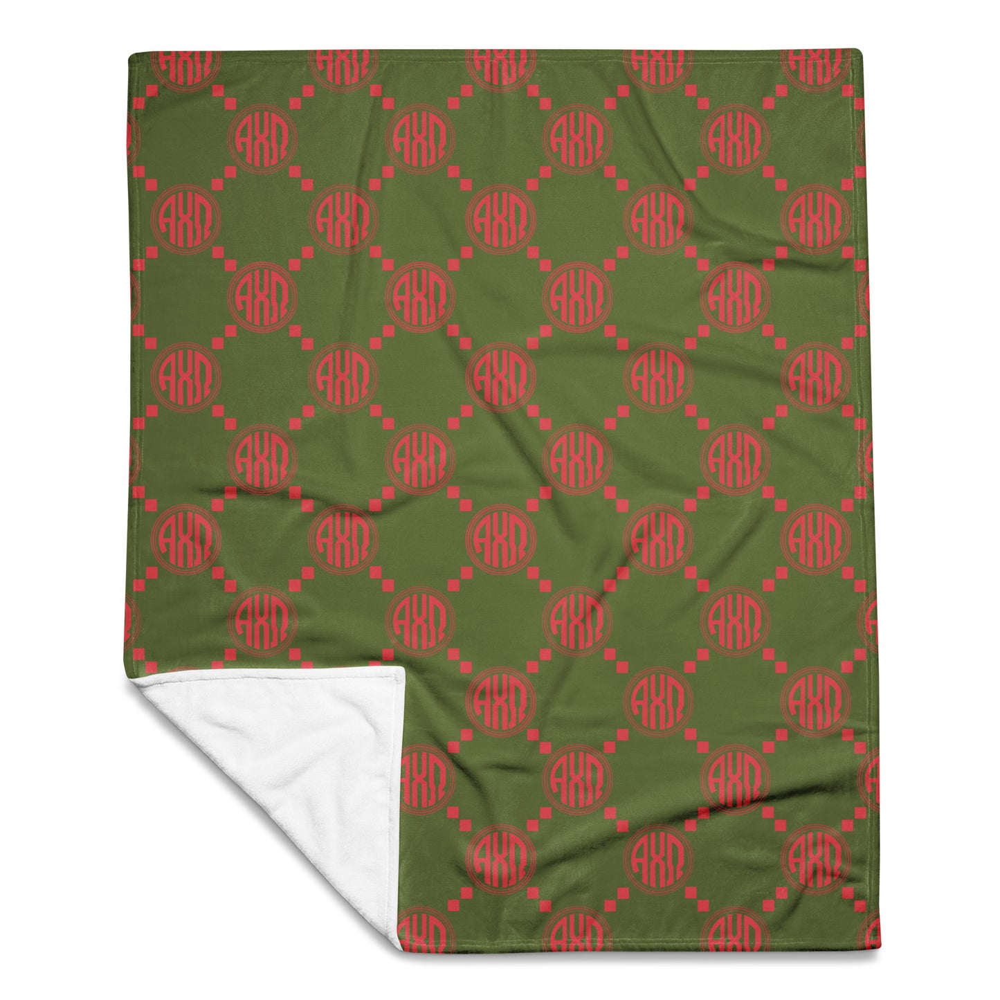 Alpha Chi Omega Green Print Blanket