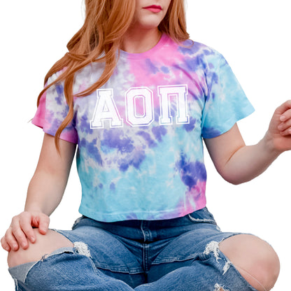 Alpha Omicron Pi Tie Dye Cropped Tee - Ivy Society
