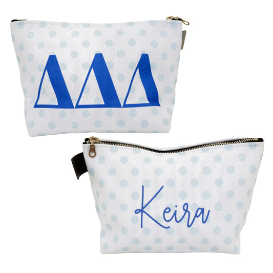 Tri Delta Personalized Polka Dot Makeup Bag