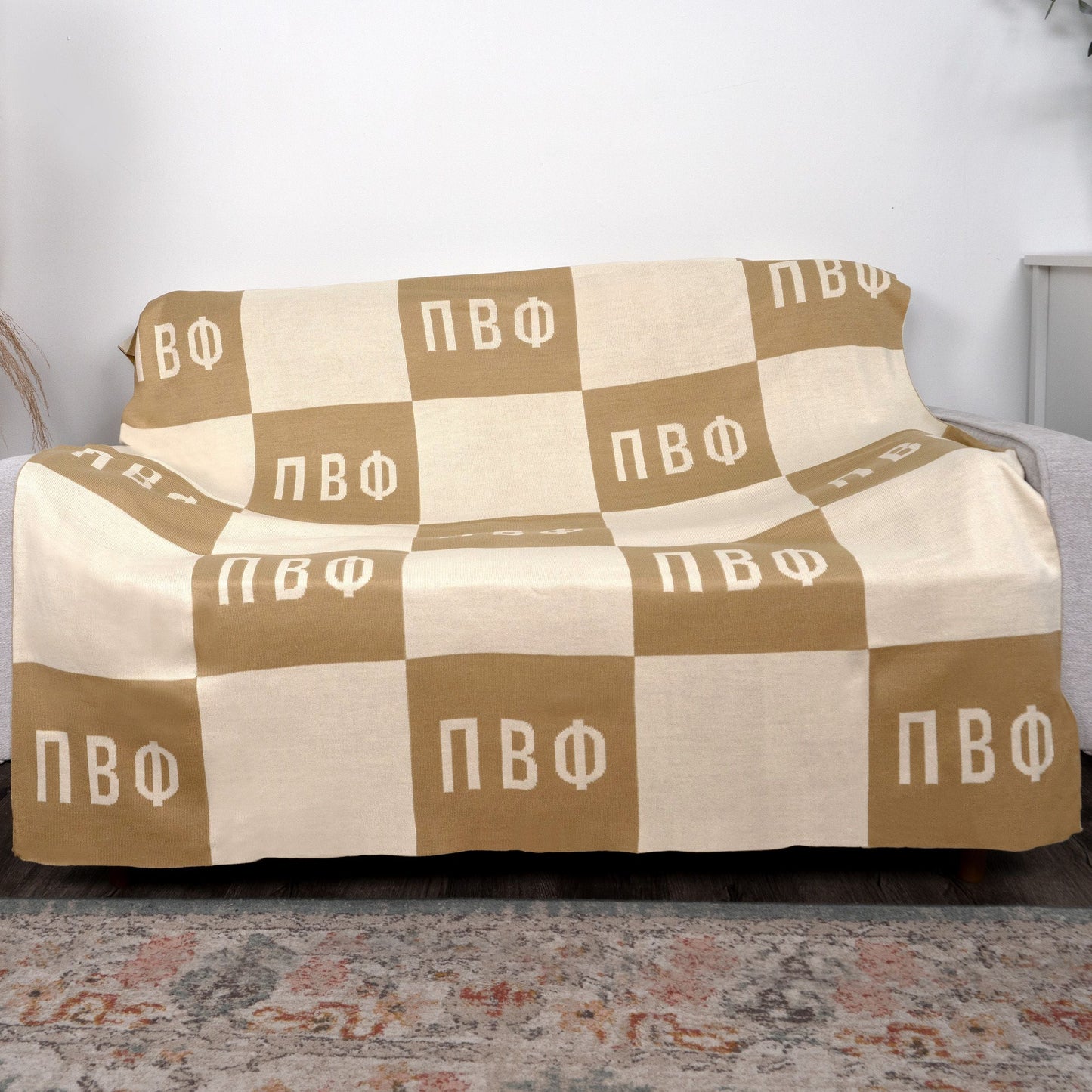 Pi Beta Phi Knit Checkered Blanket - Ivy Society