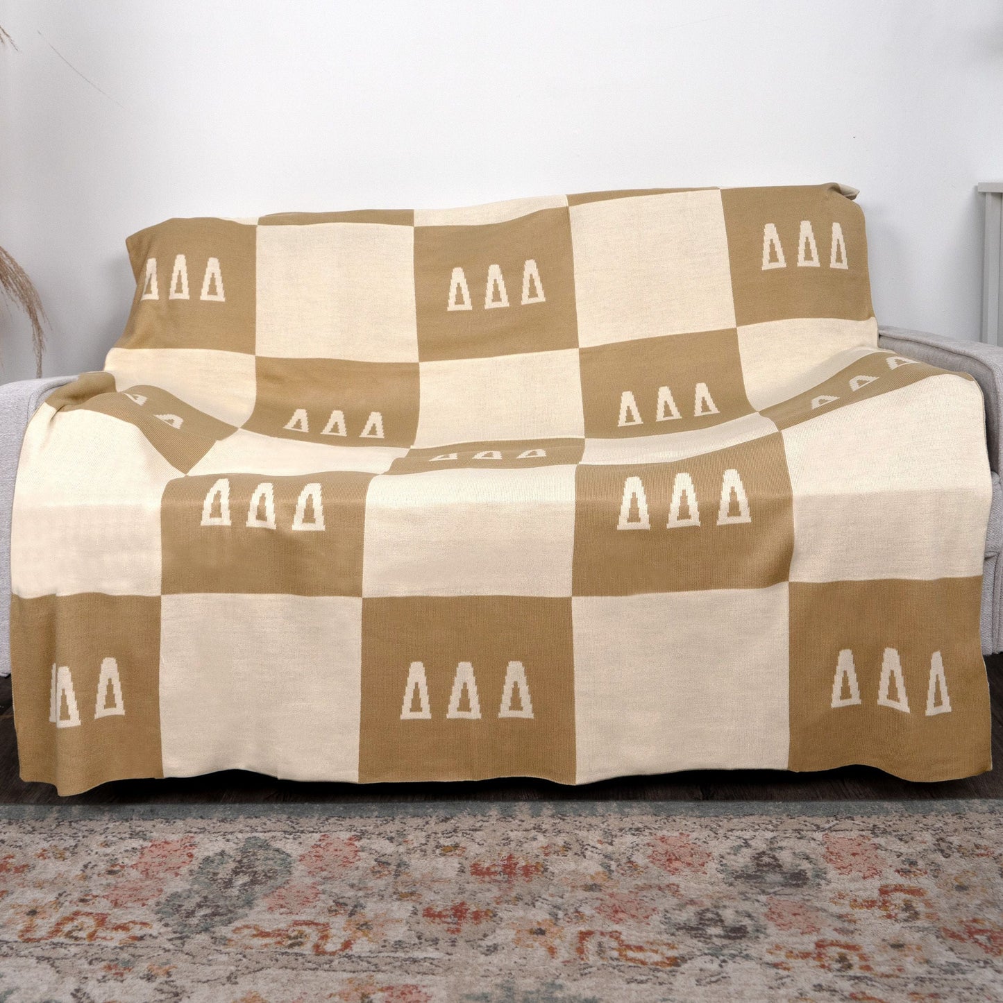 Tri Delta Knit Checkered Blanket - Ivy Society