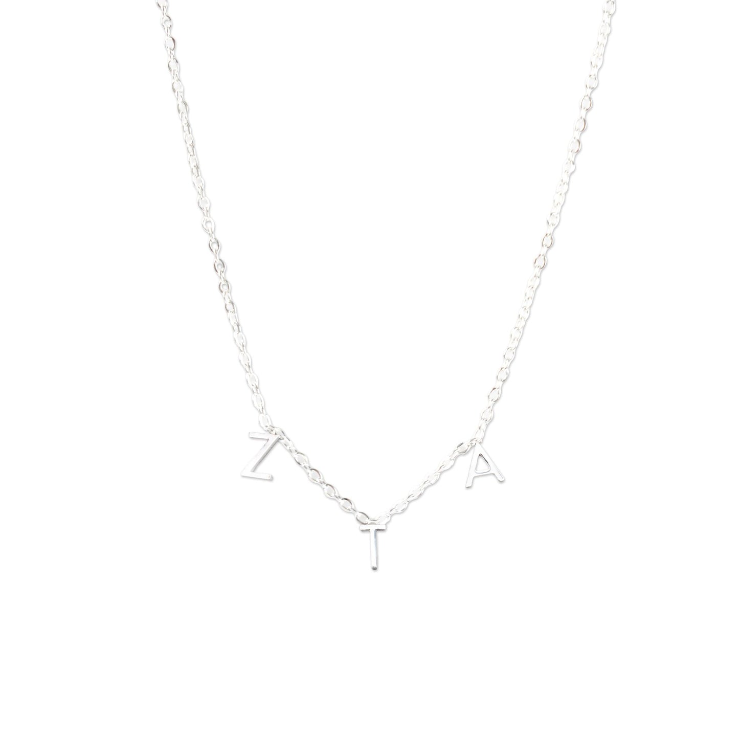 Zeta Tau Alpha Silver Letters Necklace