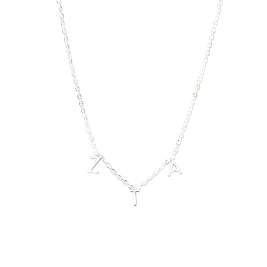 Zeta Tau Alpha Silver Letters Necklace